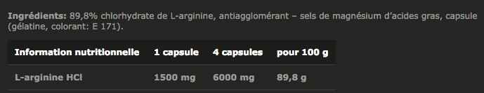 Informations nutritionnelles Argi Power 1500 Mega Caps Olimp Sport Nutrition