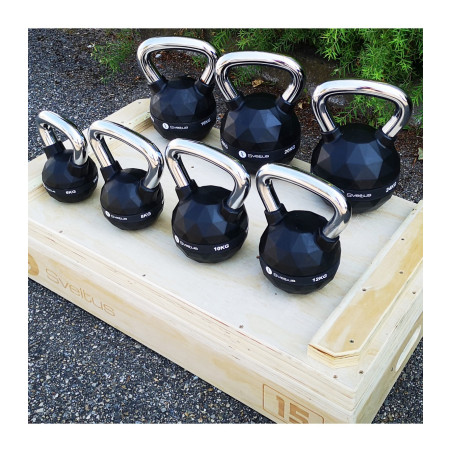Kettlebell 8 Kg En Forme De Diamant - Revêtement Uréthane - Manche Acier Large - Poids De 6 à 24 Kg - 2