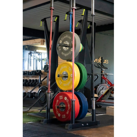 OZHOMY Support d'haltères pour haltères olympiques - Support de rangement vertical autoportant pour toutes les barres de 5 cm pour 5 barres
